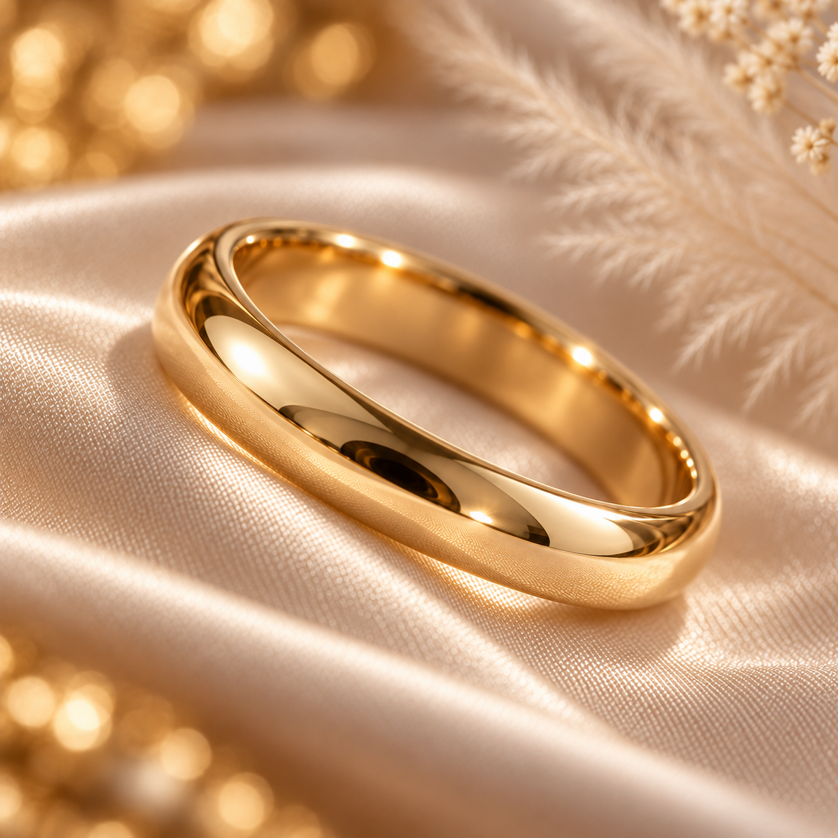 4mm domed wedding band dimensions showing 4mm width and 1.1mm thickness