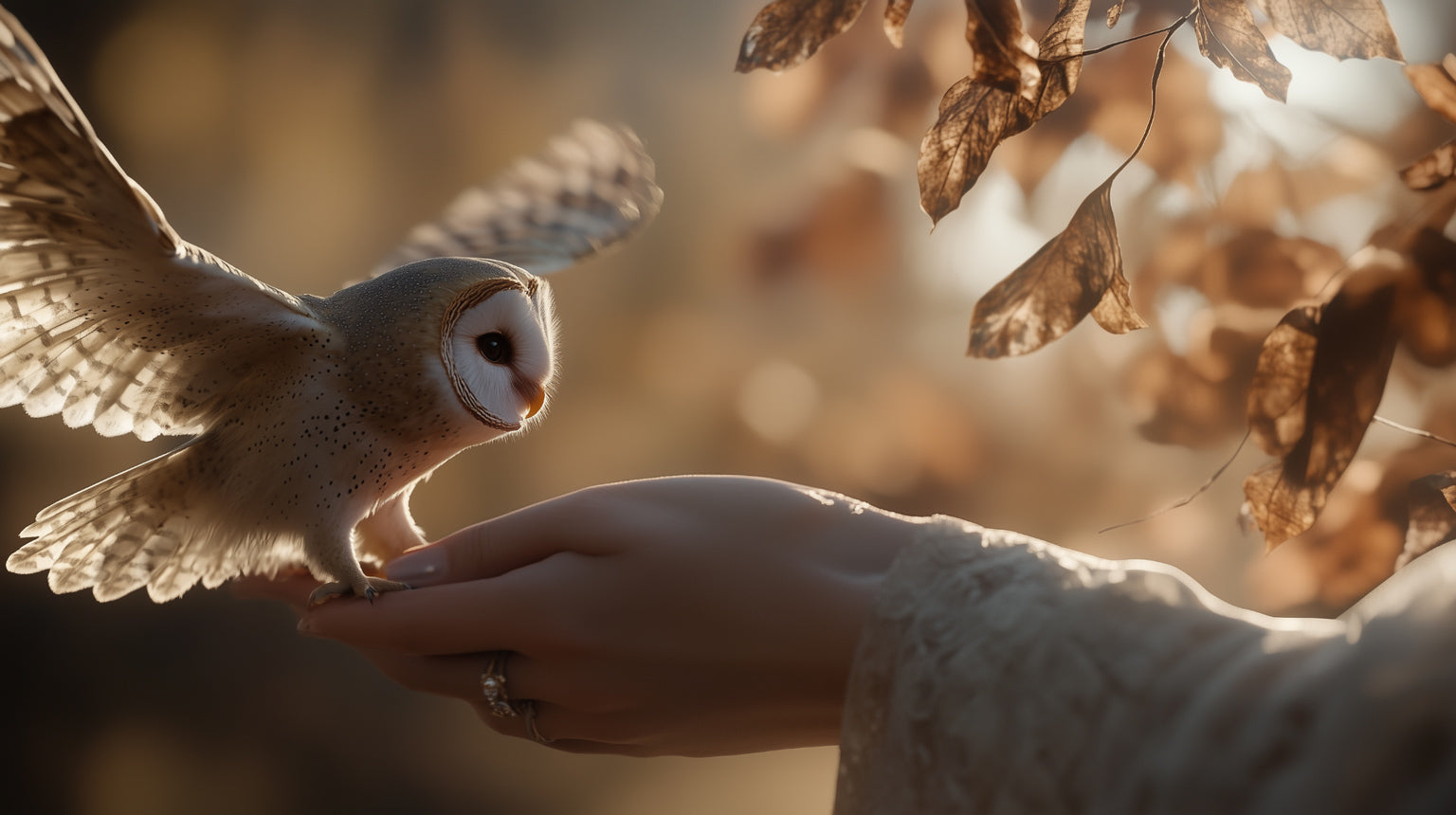 sovushka owl parallax, owl landing on hand